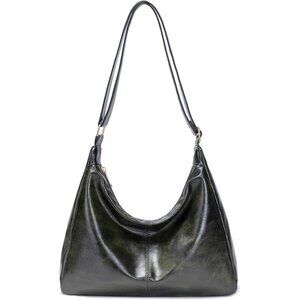 Women's Green Foldable Vegan Leather Hobo Bag Multi-directional Sloping Wallet